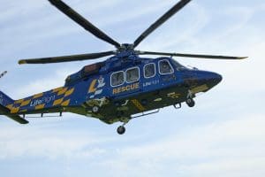 Rescue Helicopter hovering in the sky